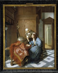 A carta. Pintura de Cornelis de Man (1621-1706). Musée des Beaux Arts, Longchamp, Marselha