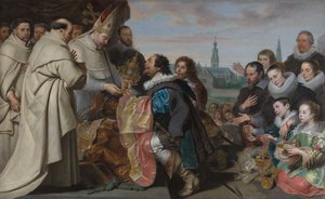 A restituição dos tesouros da Igreja a São Norberto após a derrota do herege Tankelin, com um retrato da família Snoeck de Cornelis de Vos