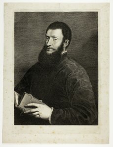 Retrato do poeta Pietro Aretino, do Cabinet Reynst; Variarum imaginum a celeberrimis artificibus pictarum Caelaturae (Cabinet Reynst: Gravuras de várias imagens pintadas por artistas famosos) de Cornelis van Dalen II