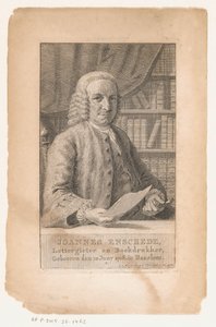 Retrato de Johannes Enschedé Joannes Enschede, fundador de tipos e impressor de livros (título no objeto)