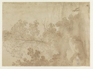 Paisagem montanhosa com árvores de Cornelis van Poelenburch