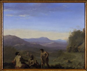 Paisagem Arcádia (óleo sobre cobre) de Cornelis van Poelenburgh or Poelenburch