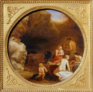 Ninfa e sátiro à entrada de uma gruta ... de Cornelis van Poelenburgh or Poelenburch