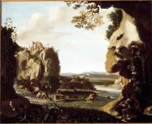 Orphee tocando violino na entrada do inferno (Pintura