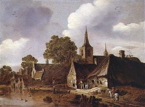 Uma Aldeia junto a um Rio de Cornelis van Zwieten