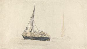 Uma Barcaça à Vela carregada com Feno, Dezembro de 1827 de Cornelius Varley