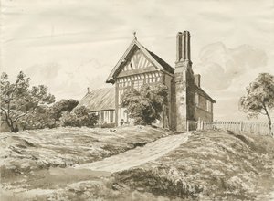 Betley - Fazenda: desenho a caneta e sépia, outubro de 1820 (desenho) de Cornelius Varley
