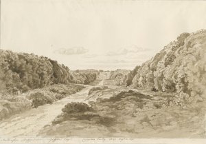 Chillington Hall: desenho sépia, 1820 de Cornelius Varley