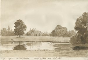 Somerford Hall: desenho sépia de Cornelius Varley