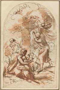 Estudo para a "Madonna della Scodella" [reto] de Correggio