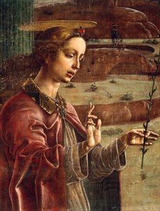 Anunciação, madeira de órgão na Catedral de Ferrara, por Cosme