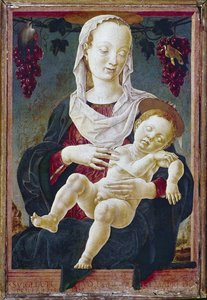 Madonna e Criança, conhecida como Nossa Senhora do Zodíaco. c.1459-63 (tempera a bordo) de Cosimo Tura