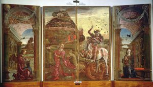 Políptico representando São Jorge e o Dragão e a Anunciação, 1469 (têmpera no painel) (ver também 215997)