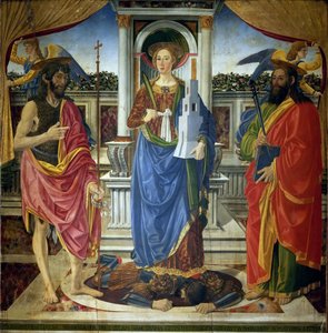 Santa Bárbara com os Santos João Batista e Mateus, ca 1470.