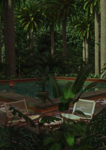 Refúgio tropical à beira da piscina
