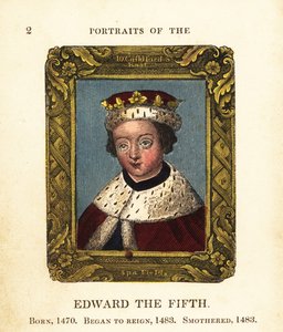 Retrato do rei Eduardo V, Eduardo V da Inglaterra, nascido em 1470, começou a reinar em 1483 e sufocou em 1483 de Cosmo Armstrong