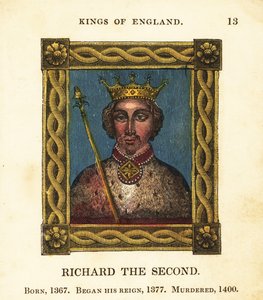 Retrato do Rei Ricardo II, Rei Ricardo II de Inglaterra, nascido em 1367, começou a reinar 1377 e foi assassinado em 1400 de Cosmo Armstrong