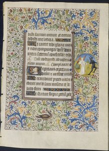 Folha de um livro de horas: Anjo perseguindo um diabo reto, c. 1460