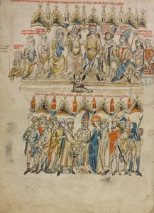 Família de Berthold IV de Merania. O casamento de Edwiges e Henrique, 1353 de Court workshop of Duke Ludwig I