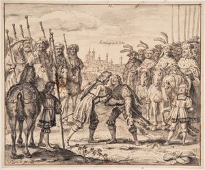 Christian I encontra o príncipe Maximilian em Rothenburg ob der Tauber em 1474 de Crispijn de Passe