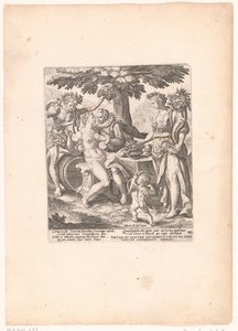 Homem em gezelschap van Venus, Ceres en Bacchus Vênus é frio sem Ceres e Baco de Crispijn van de Passe (I)