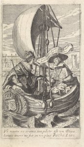 O Rei Luís XIII e o Cardeal Richelieu numa barcaça de Crispijn van de Passe (II)