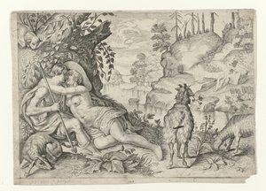Polifemo foi capturado por Acis en Galatea Metamorfosen van Ovidius (título da série)