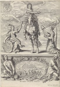 Retrato de Gaston Jean-Baptiste de Orléans, a cavalo Domino Fratri Regis. (título no objeto) de Crispijn van de Passe (II)