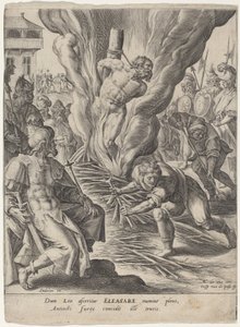 Eleazar queimado por Antíoco de Crispijn van de Passe I after Maarten de Vos