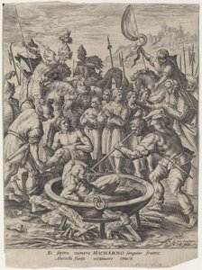 Os Sete Irmãos Macabeus mortos por Antíoco de Crispijn van de Passe I after Maarten de Vos