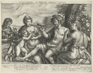 Baco, Vénus e Ceres numa paisagem
Sine Cerere et Baccho friget Venus (título sobre o objecto)