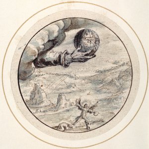 Mão com Spehere Celestial, início do século XVII (caneta e tinta castanha com lavagens cinzentas e castanhas e cor do corpo branca)
