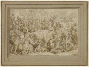 Moisés tira água da rocha de Crispin van den Broeck