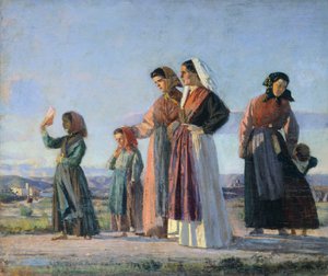 Voltando da Missa, cerca de 1865, por Cristiano Banti (1824-1904), óleo sobre tela, 38x46 cm