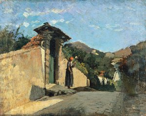 Estudo de paisagem, ca 1861, por Cristiano Banti (1824-1904), óleo sobre tela a bordo