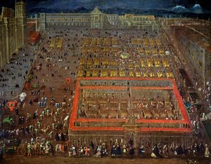 Praça Central da Cidade do México, 1695 de Cristobal de Villalpando