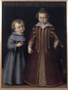 Retrato de Francisco e Catarina de Medicis (Francesco e Caterina de Medici), filhos de Fernando (óleo sobre tela)