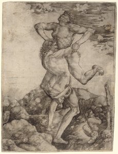 Hércules e Anteu de Cristofano Robetta, after Antonio del Pollaiuolo