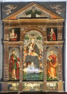 Nossa Senhora coroada com o Menino e os Anjos, São Paulo, São Pedro de Cristoforo (fl.1525 1578) & Pancalino Raffaele (fl.1514 1573) Pancalino