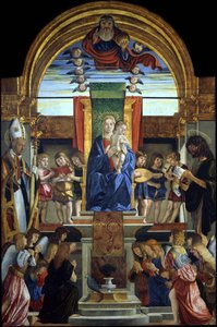 A Virgem e o Menino Entronizados com Deus Pai e Santos Hilário e João Batista, 1499 de Cristoforo Caselli