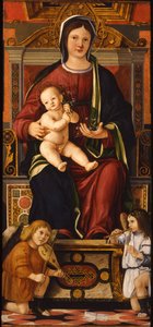 A Virgem e o Menino Entronizados com Dois Anjos Músicos, 1508-1510 de Cristoforo Caselli