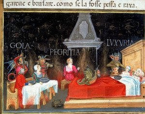 Punindo os voluptuosos, os vorazes e os preguiçosos de Cristoforo De Predis