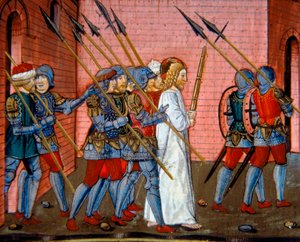 Iluminação mostrando Cristo sendo trazido novamente a Pilatos, Codex De Predis (c.112v) de Cristoforo De Predis