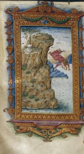 Safo se jogando no mar Ilustração para The Heroides por Ovid, 1485-1499