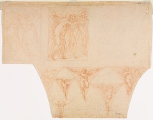 Estudos para Cristo encontrando sua mãe ..., Estudos de um anjo em um verso pendente, 15991604.