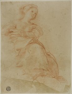 Mulher sentada nas nuvens