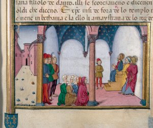 Jesus ensinando no Templo Miniatura de Cristoforo De Predis (1440-1486) após a História do Novo Testamento de Cristoforo De Predis