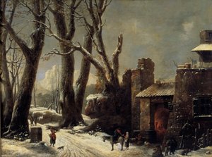 Uma primeira neve no Piemont Pintura de Cesar Van Loo (1743-1821) de César van Loo
