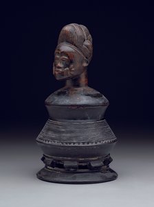 Pote de unguento com cobertura efígie, do início a meados do século XX (madeira) de Culture Baule
