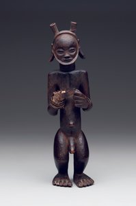Recipiente ritual na forma de uma figura masculina em pé de Culture Chokwe